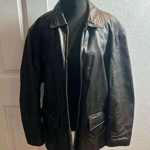 Ralph Lauren Black Leather Zip-Front Jacket